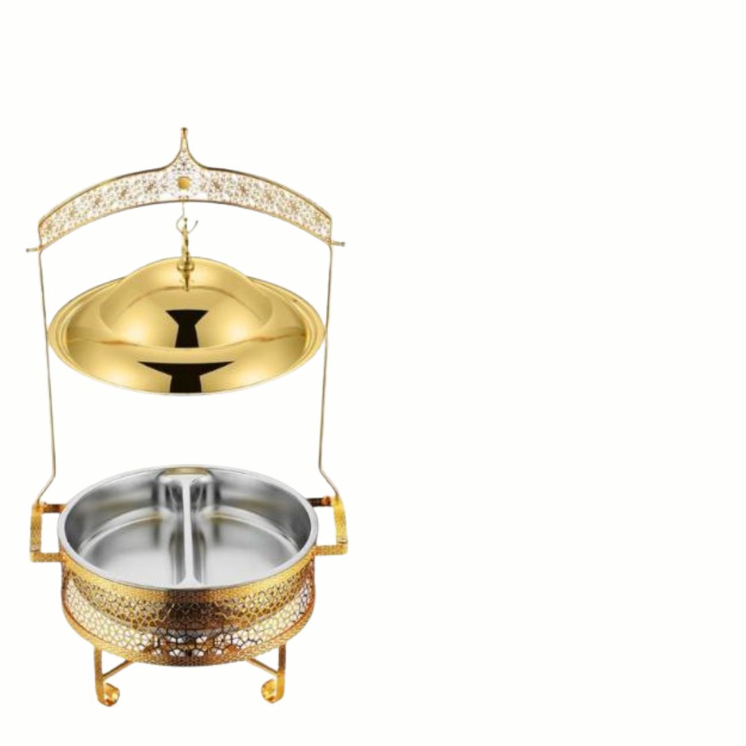 Gold Plated Round Cheffing Dish 8 Ltr