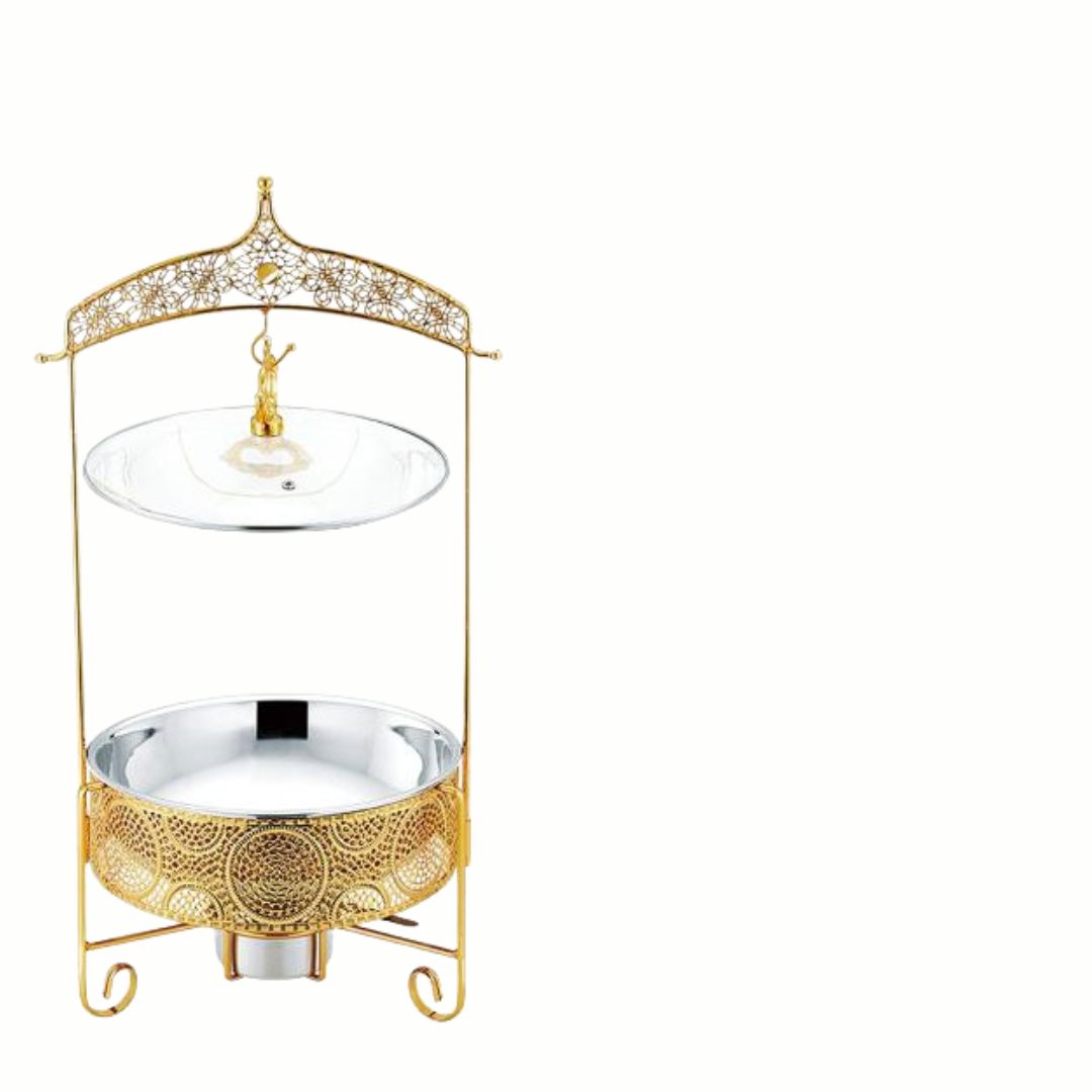 Gold Plated Round Cheffing Dish 8 Ltr