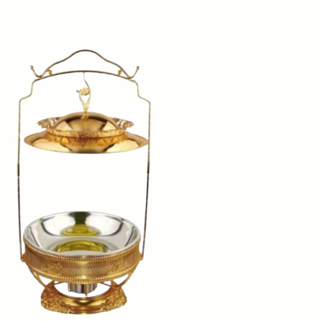 Gold Plated Round Cheffing Dish 8 Ltr