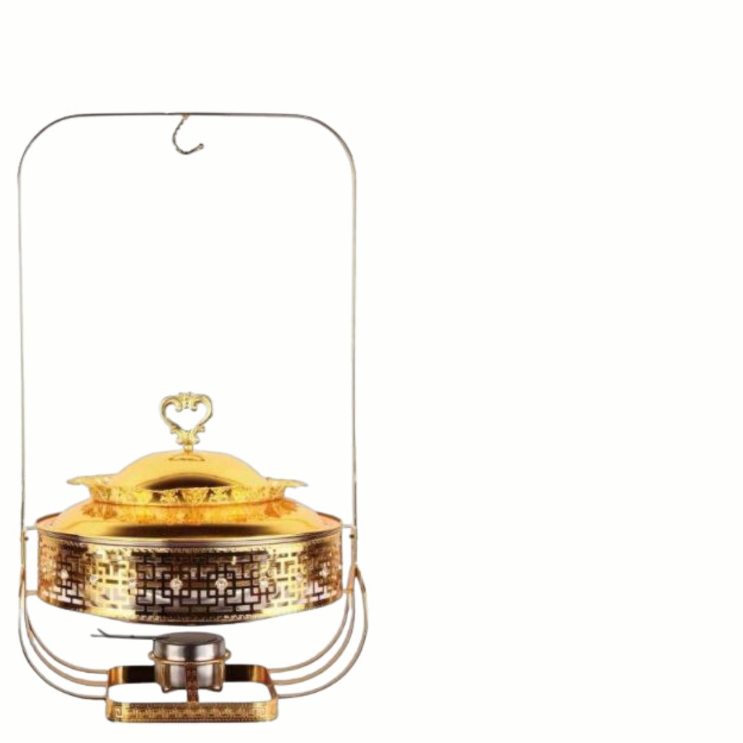 Gold Plated Round Cheffing Dish 8 Ltr