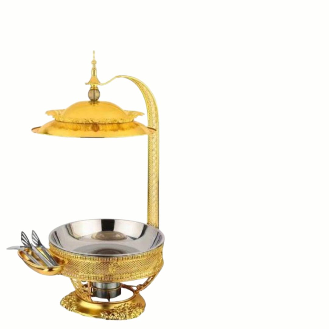 8 Ltr Gold Plated Round Cheffing Dish