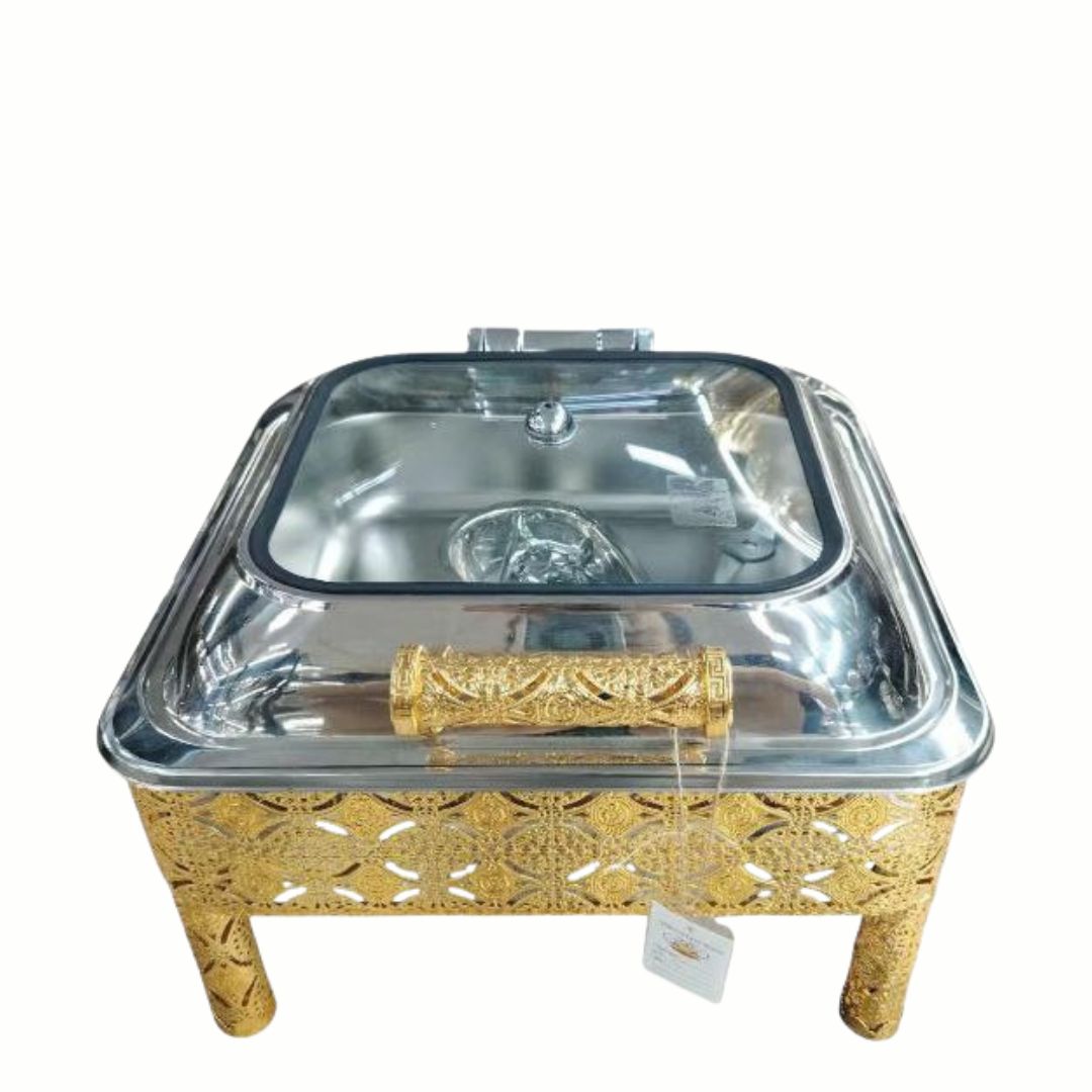 6 Ltr Gold Plated Square Hydraulic Cheffing Dish