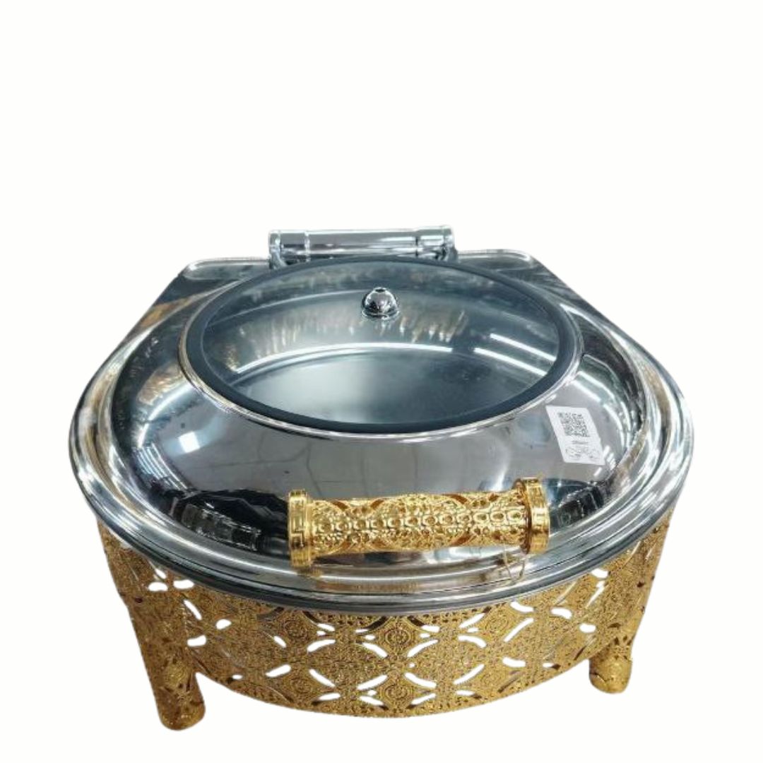 6 Ltr Gold Plated Round Hydraulic Cheffing Dish