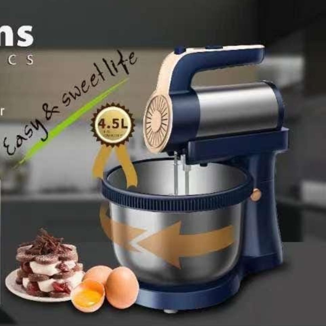 Hoffmans Stand Mixer – 4.5 Litres
Material: Stainless steel bowl with sturdy ABS housing
Capacity: 4.5 Litres
Features: Multi-speed control, powerful motor, dough hook, whisk & beater attachments
Use: Perfect for baking, whipping cream, kneading dough, and mixing ingredients efficiently for home or professional use.
Design: Compact, stylish, and stable with anti-slip base and tilt-head for easy bowl access.