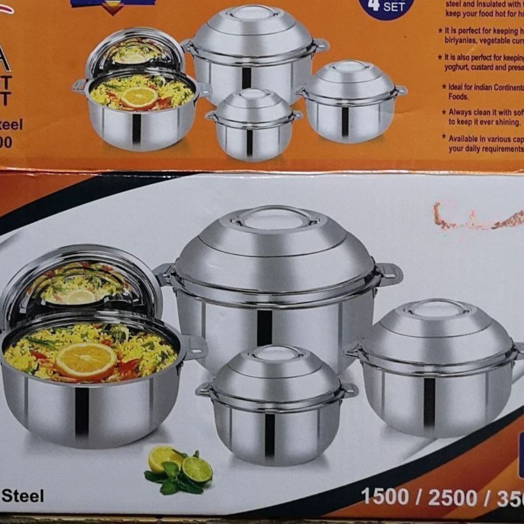 Design: Elegant vanilla-colored finish for a modern and stylish table presentation.
Material: Made from high-grade stainless steel—rust-resistant, durable, and food-safe.
Insulated: Double-wall insulation retains heat to keep food warm for hours.
Lid: Comes with a tight-fitting lid for secure closure and heat retention.
Use: Ideal for serving rice, soups, stews, or pilau at home, events, or gatherings.