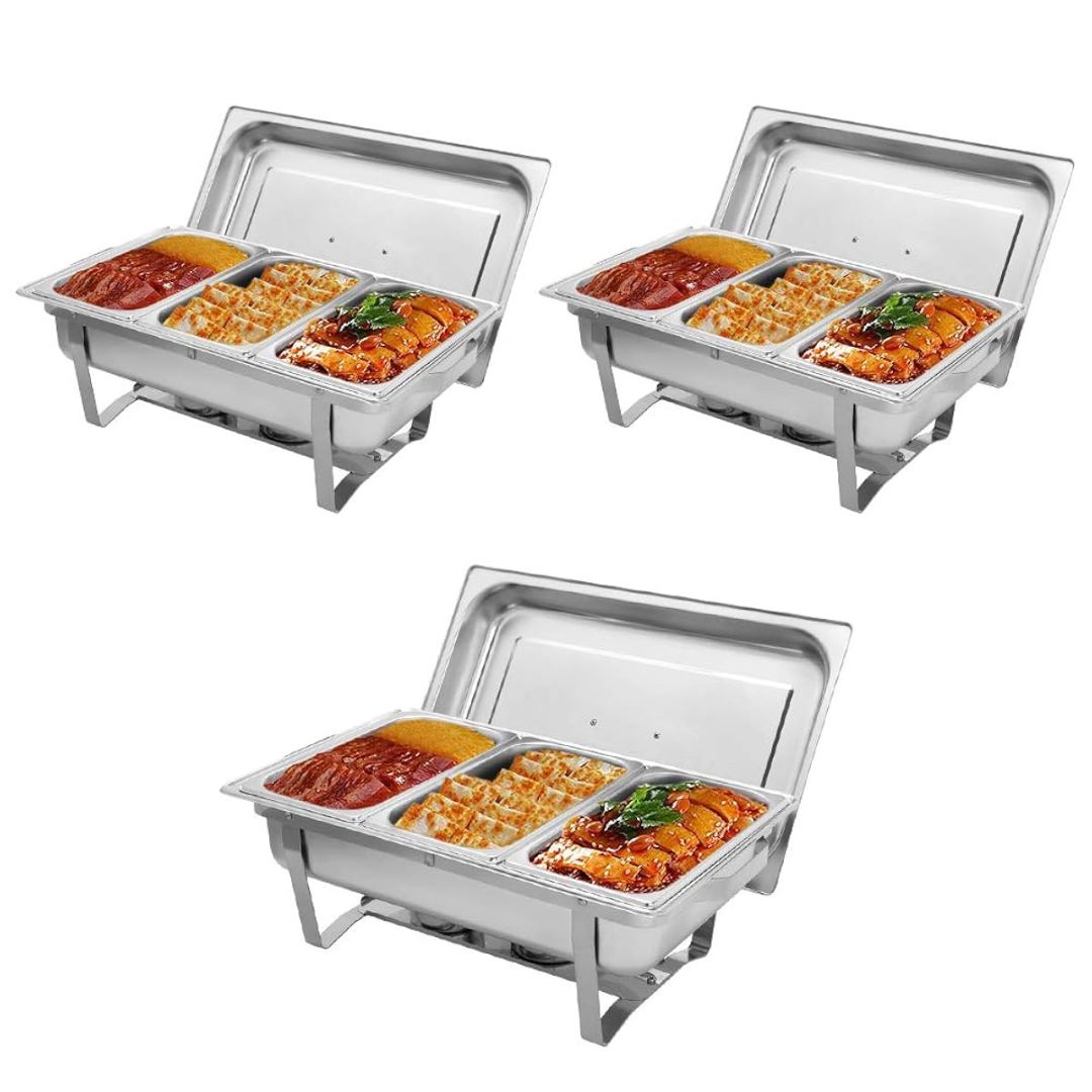 Chafing Dish Buffet Set with Glass Lid – Stainless Steel Food Warmers