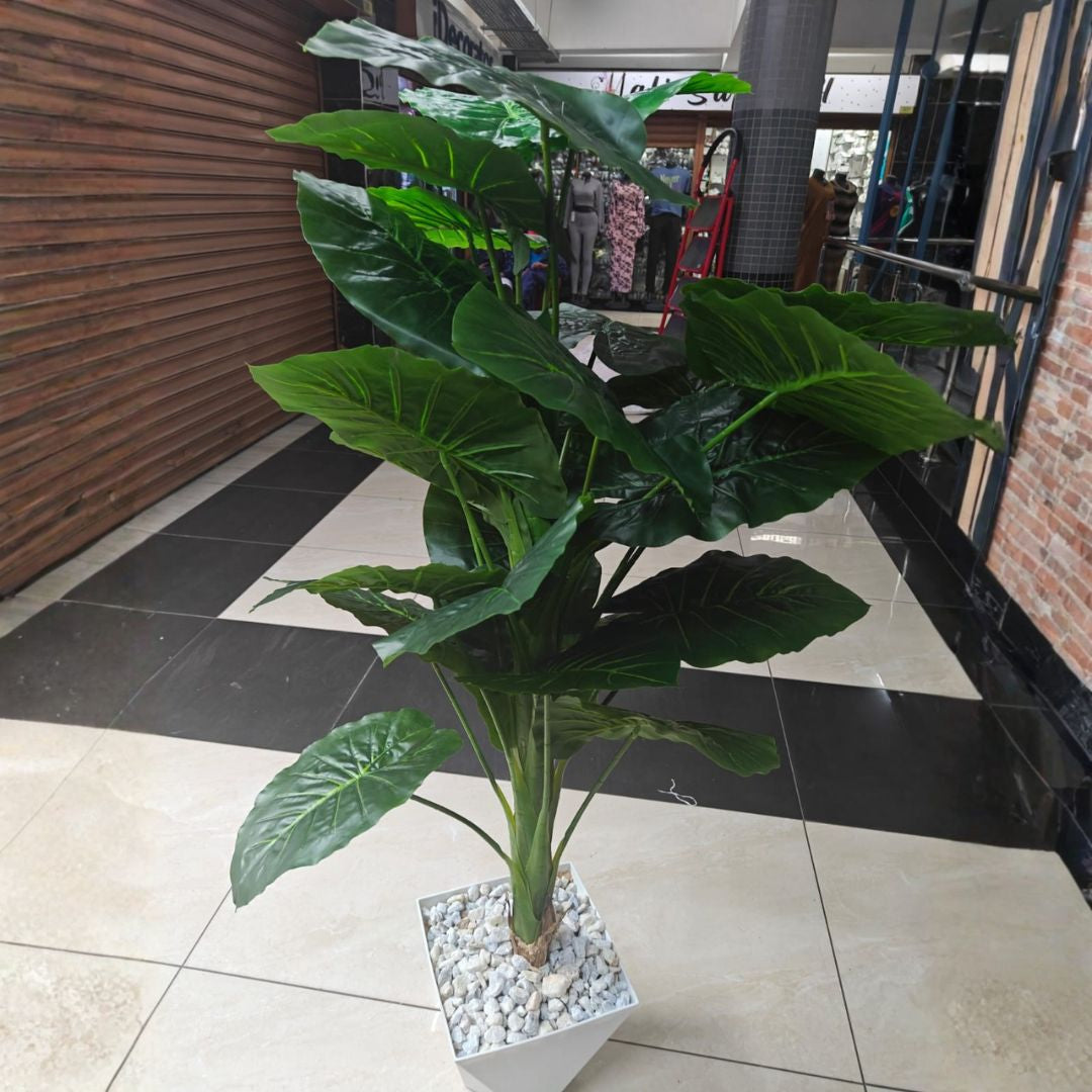 Artificial Decorative Indoor Plant with White/black plastic vase