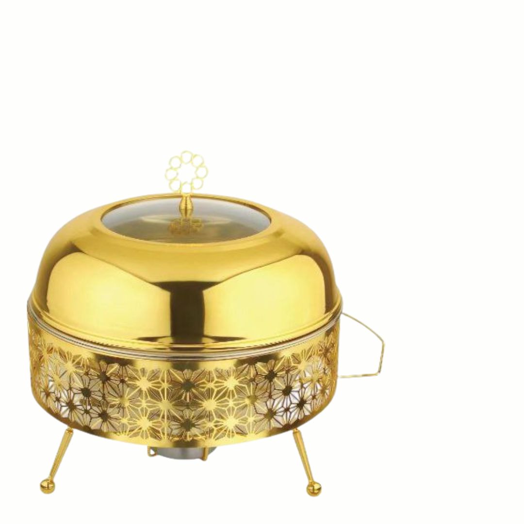 Gold Plated Round Cheffing Dish 8 Ltr