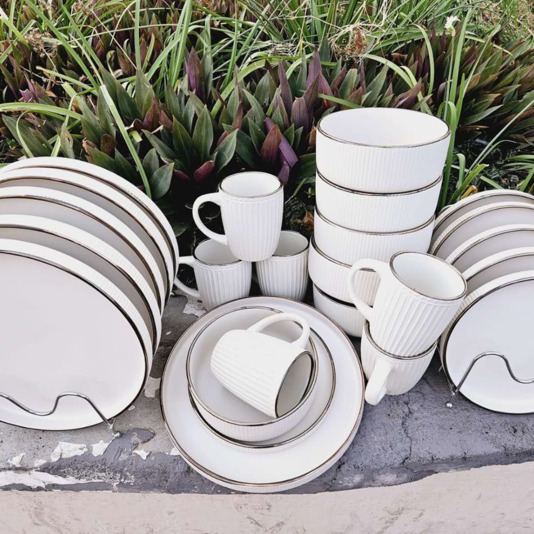 Gold rim dinner set 24pcs set