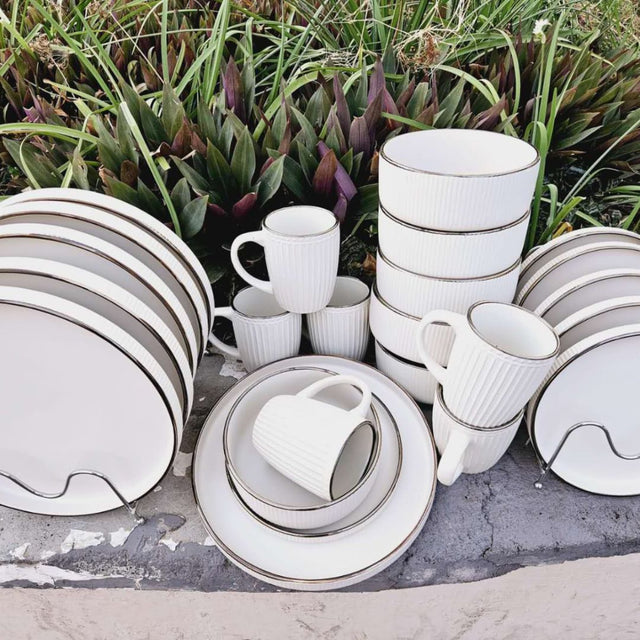 Gold rim dinner set 24pcs set