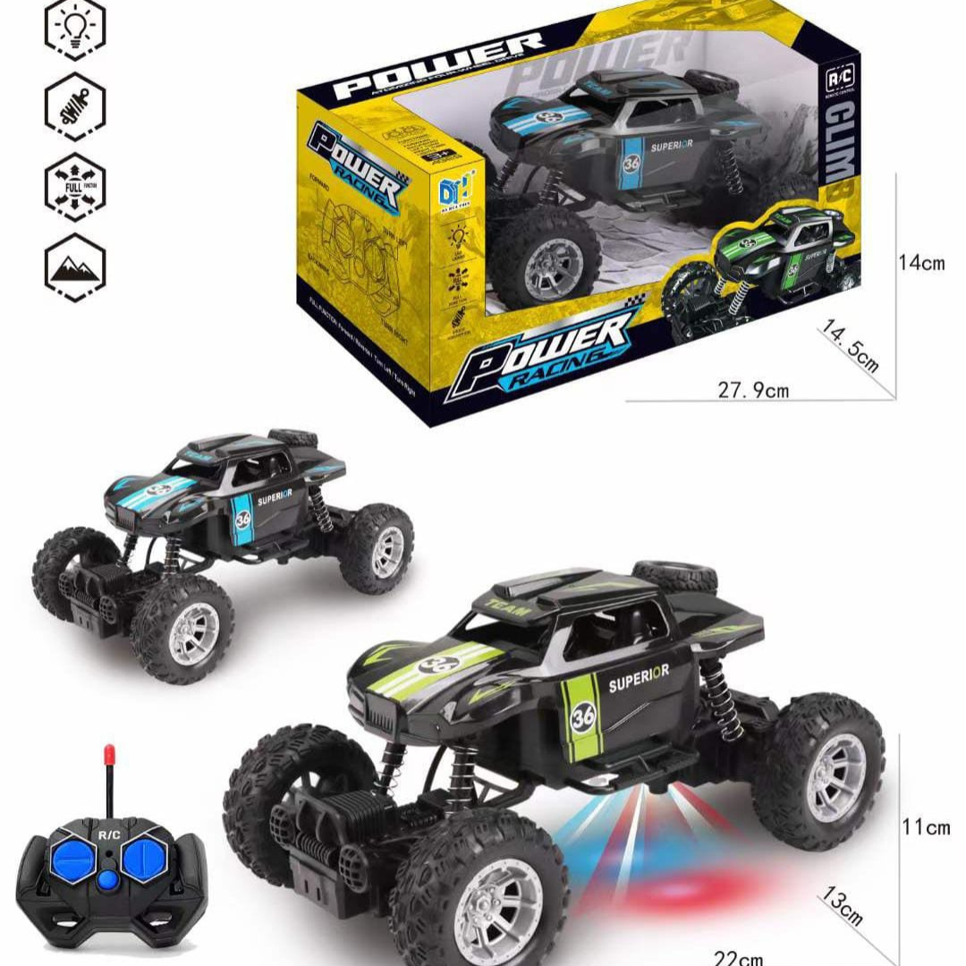 4-Wheel Drive Remote Control Truck
4-Wheel Drive System: Ensures strong grip, smooth off-road capability, and better traction on rough terrains.
Remote Controlled: Easy-to-use wireless controller for responsive steering, acceleration, and braking.
Durable Build: Made with impact-resistant materials for rugged outdoor play.
Shock Absorbers: Built-in suspension system for stable rides even on uneven ground.
High Speed Performance: Designed for fast-paced driving with precision control.
Rechargeable Batte