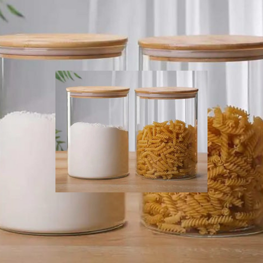 Large Capacity Glass Storage Containers with Bamboo lids