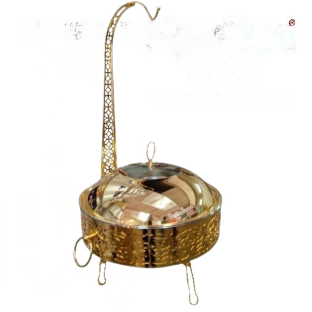 Gold Plated Round Cheffing Dish 8 Ltr