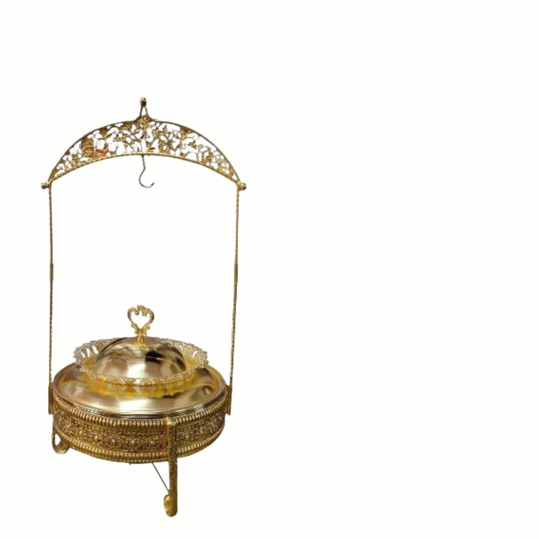 Gold Plated Round Cheffing Dish 8 Ltr
