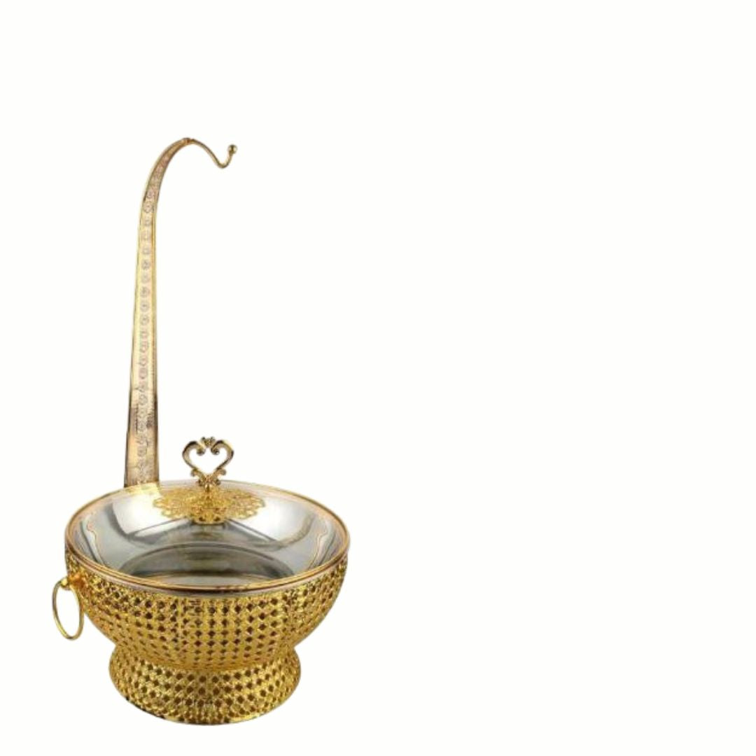 Gold Plated Round Cheffing Dish 8 Ltr