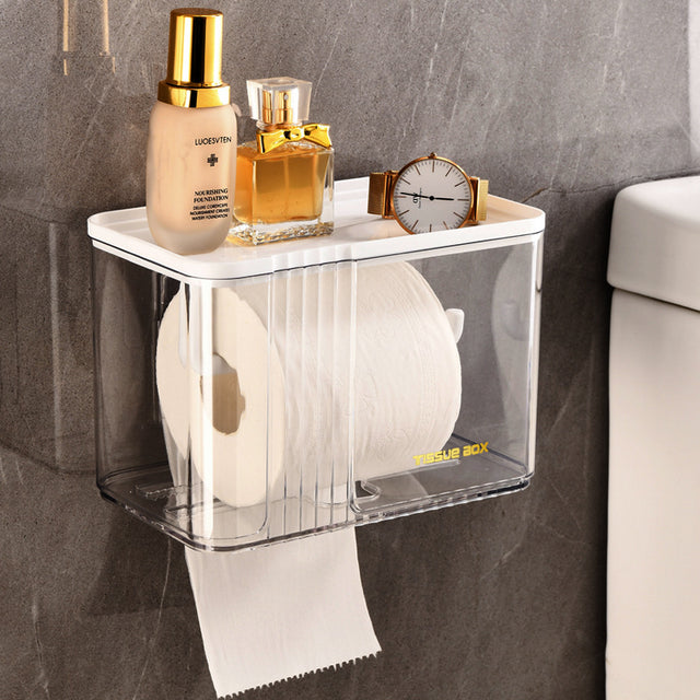 Wall Mounted Waterproof Tissue Box with Storage Tray