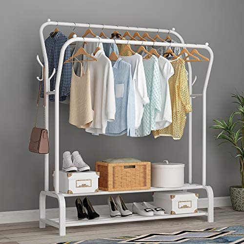 Curved double pole clothing rack