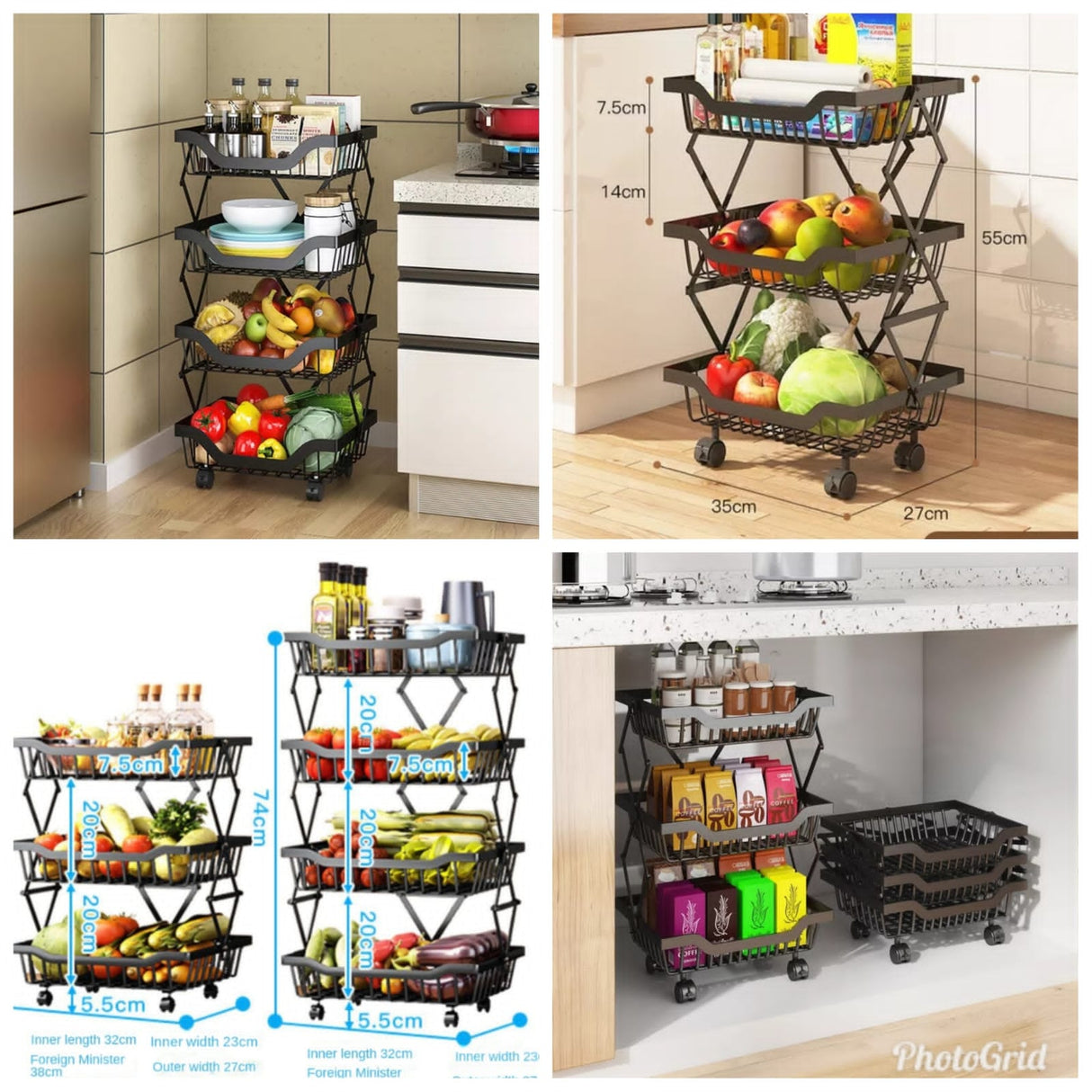 foldable storage kitchen rack