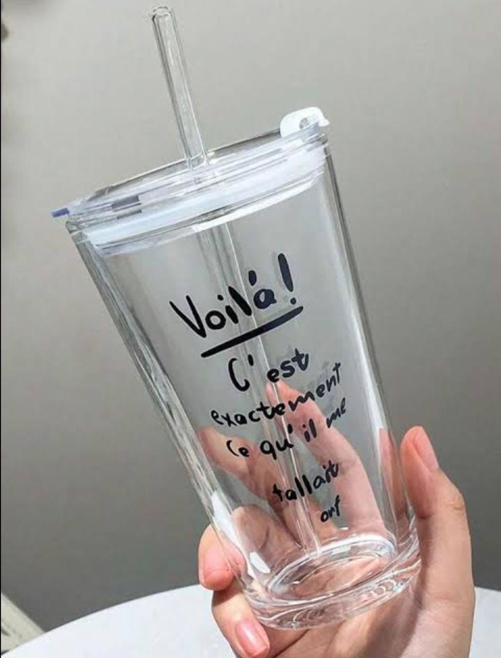 clear glass with glass straw and airtight seal acrylic lid
