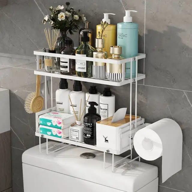 Double Layer Bathroom/ Toilet Racks With Tissue Holder
