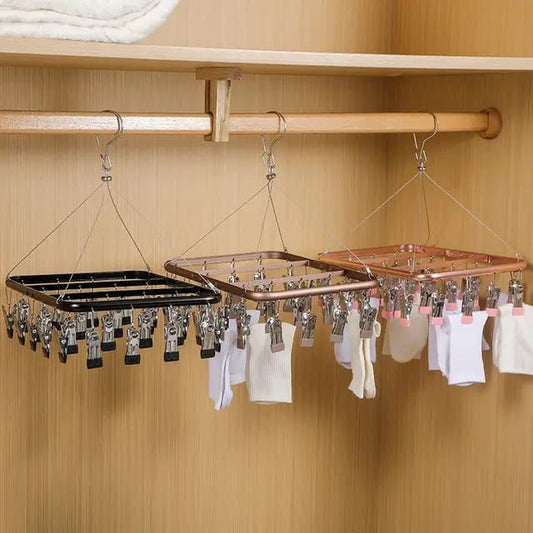 New High quality Windproof Aluminium Alloy Clothes SOCKS Hanger.(26CLIPS)