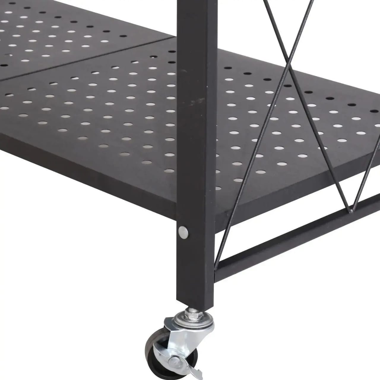 Foldable movable metallic storage rack