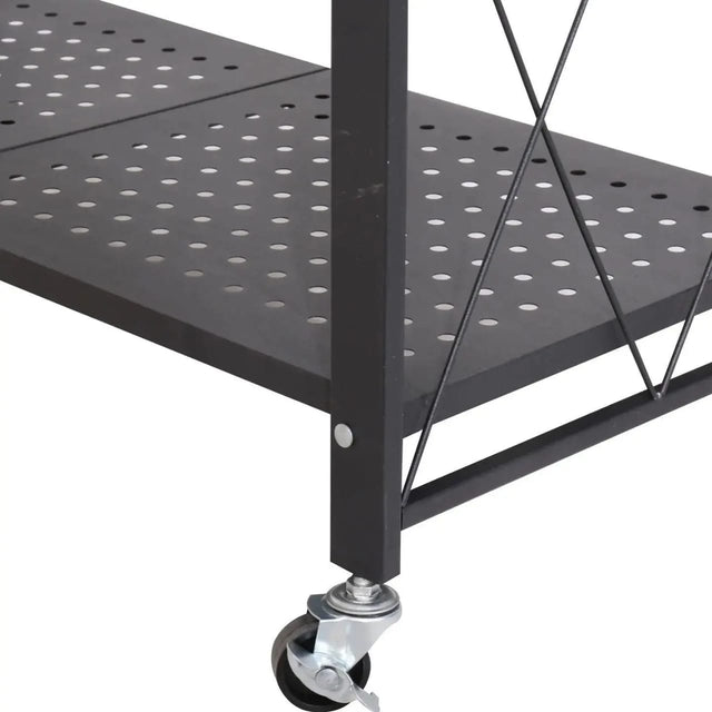 Foldable movable metallic storage rack