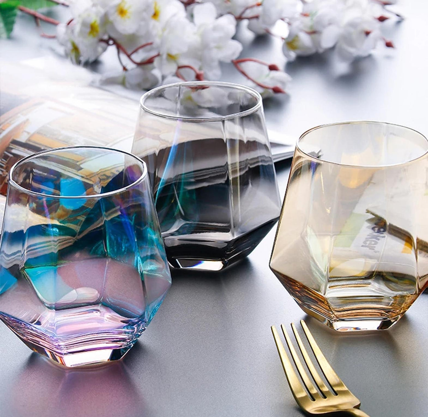 Diamond Wine Glasses Set of 6 Rocks Glasses Whiskey Glasses Crystal ,Cognac,Scotch,Cocktails Glass