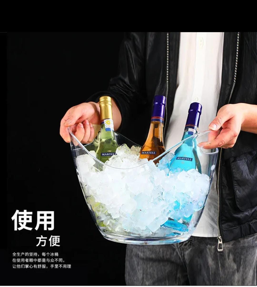 Heavy clear acrylic ice bucket