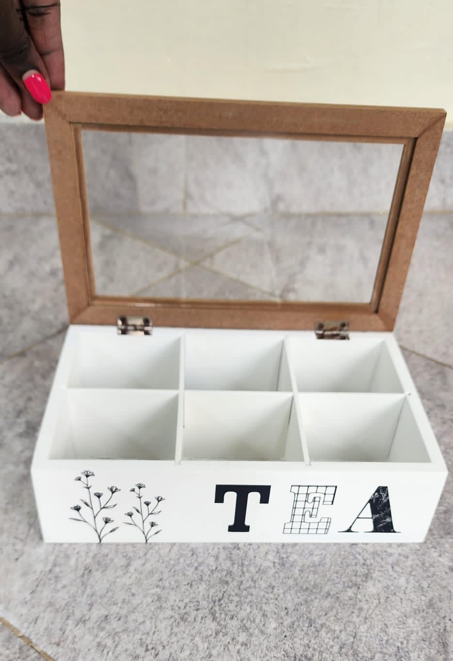 wooden teabag / coffee organizer 6compartments