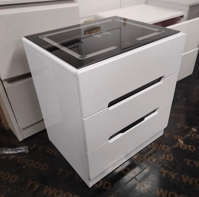 Intelligent Smart bedside Tables with Led lighting Charge your smart phone or smart gadget No need of a bedside lamp..has Led lighting