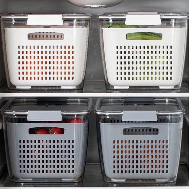 3.5L Double Layer Refrigerator Freshness Storage Box /Drain Basket Kitchen/ Vegetable Washing Basket