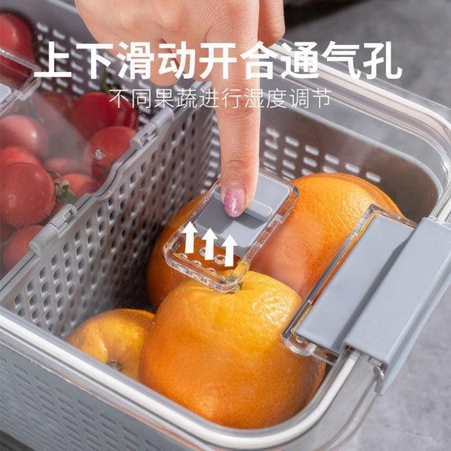 3.5L Double Layer Refrigerator Freshness Storage Box /Drain Basket Kitchen/ Vegetable Washing Basket