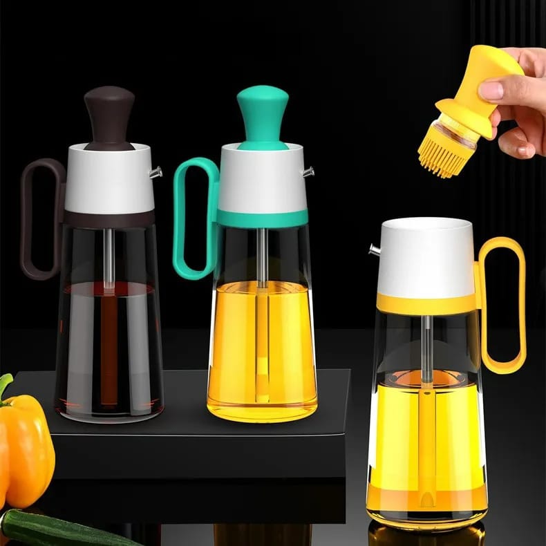 Transparent Glass Multifunctional Oil Dispenser with BBQ Brush Oil Dropper Bottle with Silicone Brush Kitchen Tool