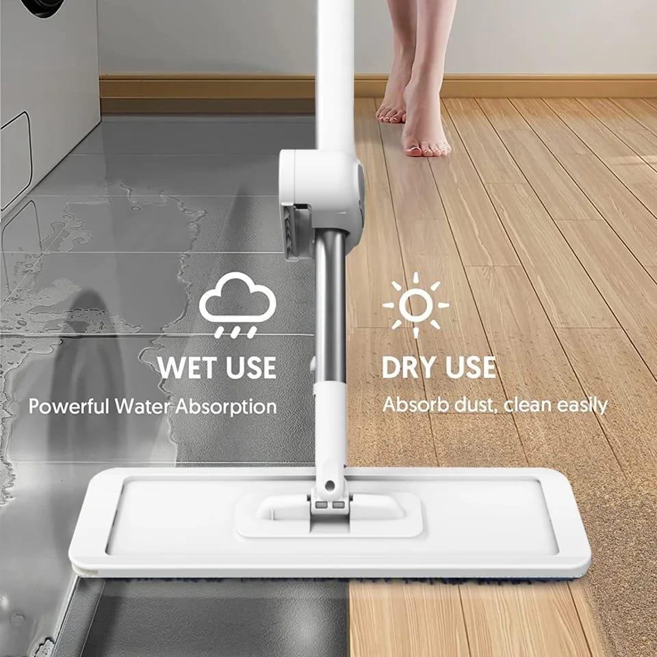 Rotating flat mop with extra mop pads