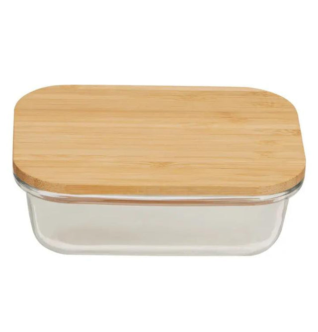 Borosilicate food cover with bamboo cover