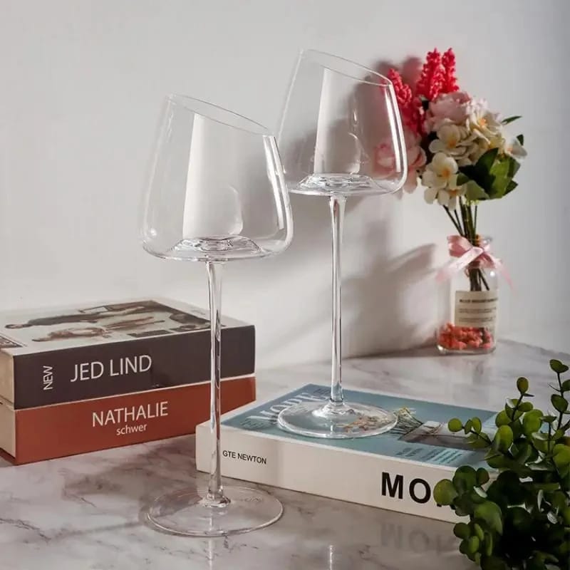 Slanted Medium Capacity Crystal Wine Glass