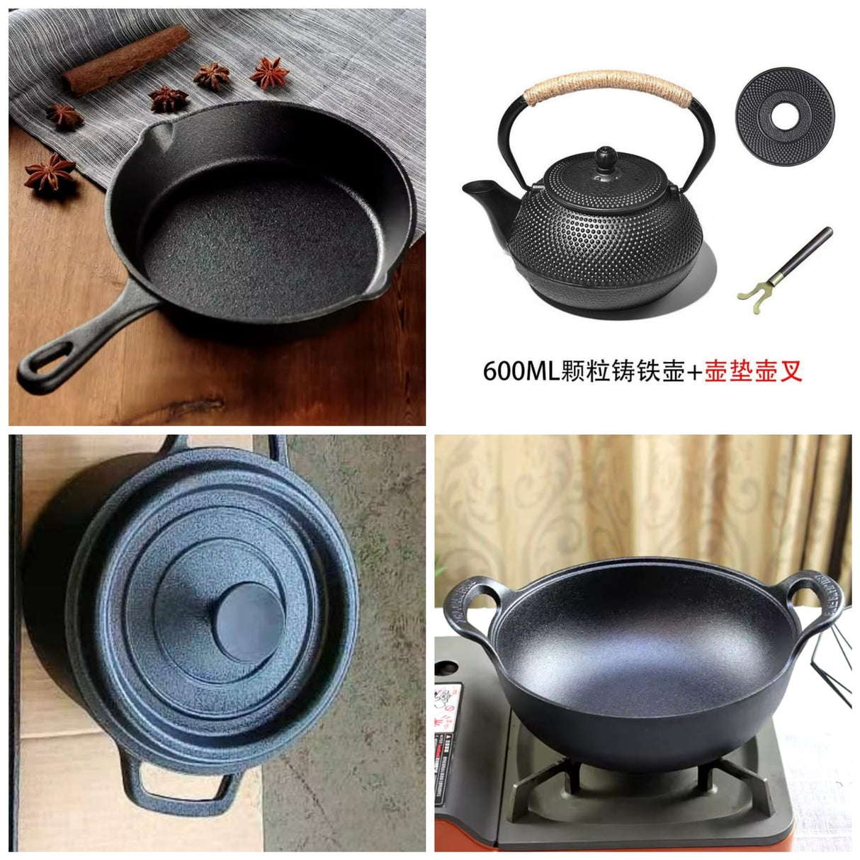 Heavy duty cast iron cookware set