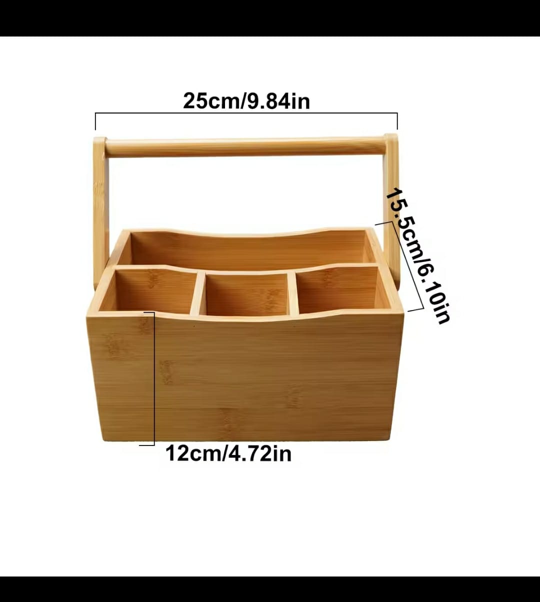 Portable countertop/kitchen cutlery organizer with handle.