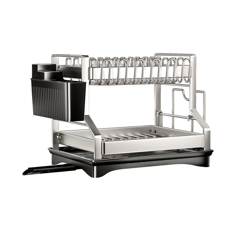 2-Tier Kitchen Dish Rack with drain tray