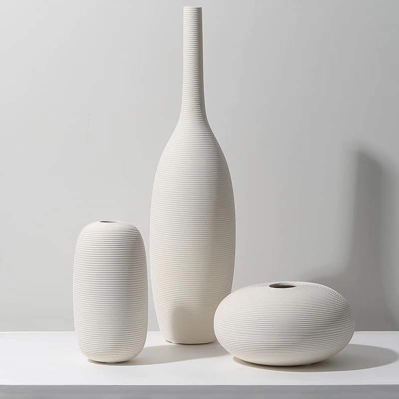 Simple ceramic 3 in 1 modern home decor vase set