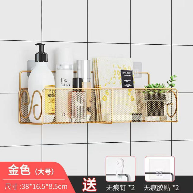 Mesh Bathroom rack with self adhesive stickers and hooks