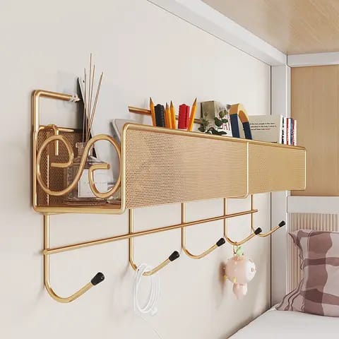 Mesh Bathroom rack with self adhesive stickers and hooks