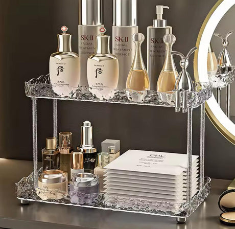 crystal-like makeup organizer.