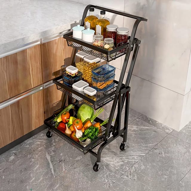 Three layer foldable metallic Rack