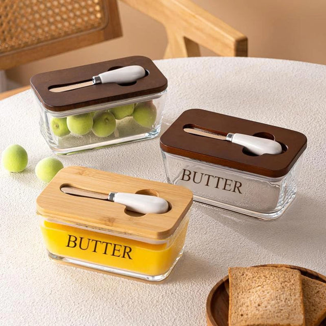 transparent Glass butter dish