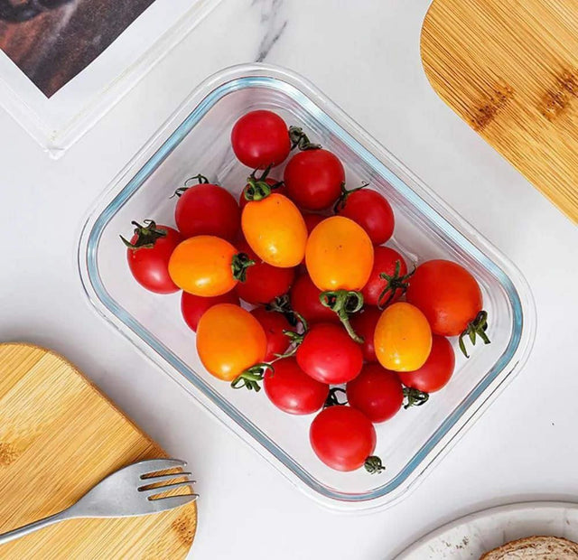glass bowl storage containers with bamboo lid