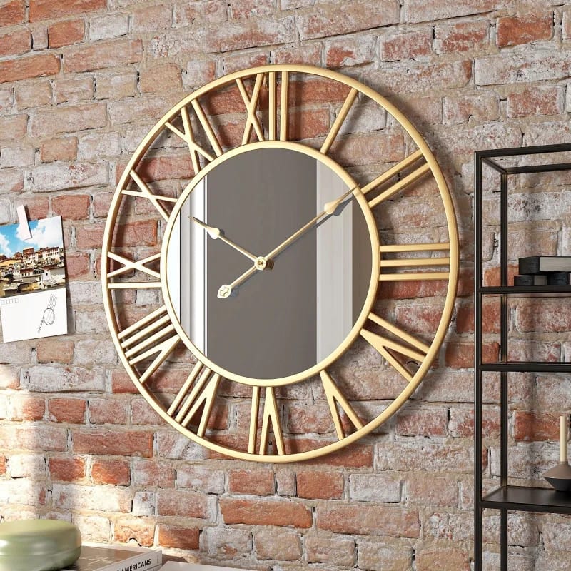Large Modern Metal Wall Clock Rustic Silent Horloge Murale Battery Operated Roman Numerals Clocks for Home Living Room Bedroom Kitchen Wall Decor 50cm