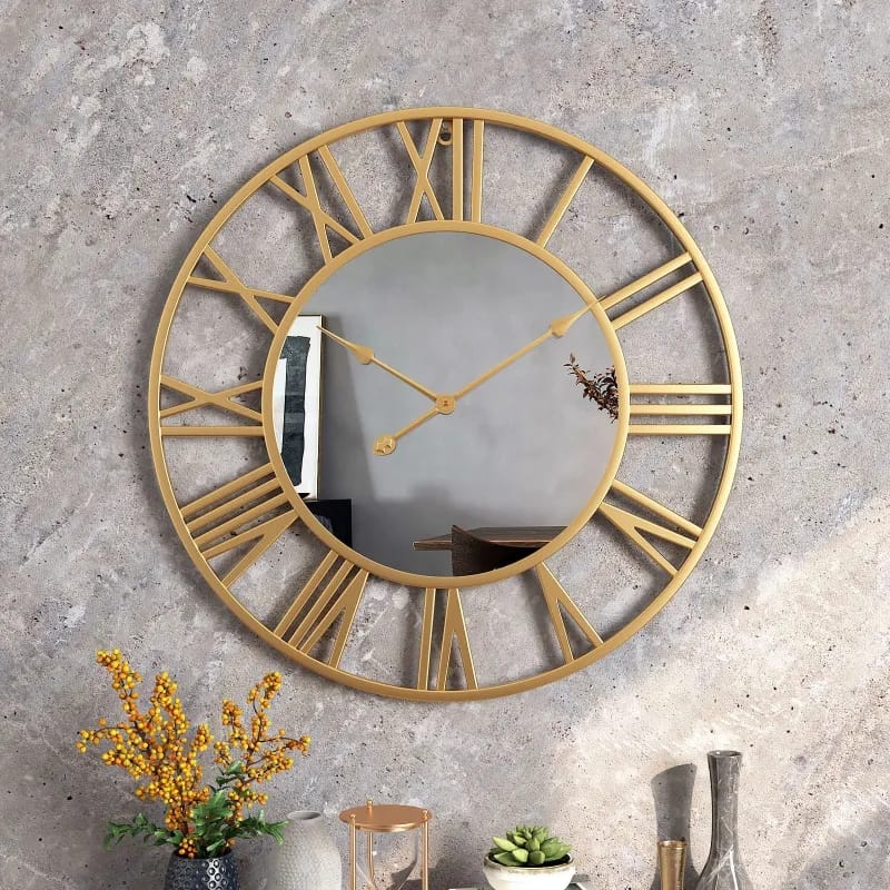 Large Modern Metal Wall Clock Rustic Silent Horloge Murale Battery Operated Roman Numerals Clocks for Home Living Room Bedroom Kitchen Wall Decor 50cm