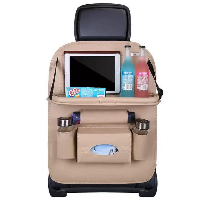 Car back seat storage bag with dinning tray